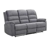 Vente-unique - Canapé 3 Places Relax électrique avec Tablette en Tissu Gris NEVERS