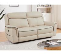 Canapé 3 places relax électrique en cuir beige ADELIO