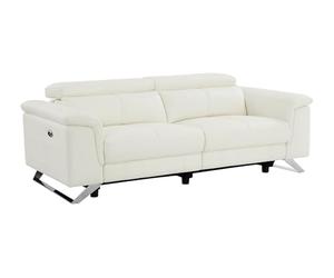 Vente-unique - Canapé 3 Places Relax électrique en Cuir de Vachette Blanc BREYT II