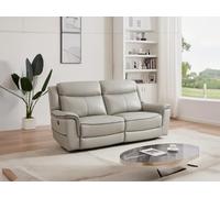 Vente-unique-Canapé 3 Places Relax électrique en Cuir Gris Clair ADELIO