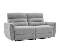 Vente-unique-Canapé 3 Places Relax électrique en Tissu texturé Gris BREVIO