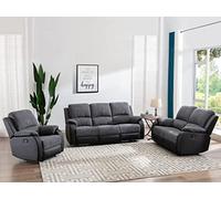 Vente-unique - Canapé 3 Places Relax en Microfibre et Simili Gris et Noir Brody