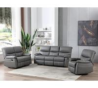 Vente-unique-Canapé 3 Places Relax en Simili Gris Canby