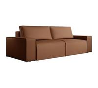 Vente-unique - Canapé 4 Places Convertible en Tissu Effet Cuir Marron Amelia