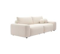 Vente-unique - Canapé 4 Places Convertible en Tissu texturé crème DAVISO