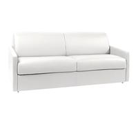 Vente-unique - Canapé 4 Places Convertible Express en Simili Blanc avec Assise mémoire de Forme - Couchage 160 cm - Matelas 18 cm CALIFE