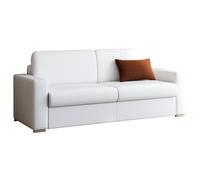 Vente-unique - Canapé 4 Places Convertible Express en Simili Blanc - Couchage 160 cm - Matelas 16 cm avec mémoire de Forme CALITO