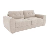Vente-unique - Canapé 4 Places Convertible Express en Tissu Beige - Couchage à Lattes Large 160 cm - Matelas 22 cm avec mémoire de Forme - BOLIPO