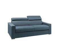 Vente-unique - Canapé 4 Places Convertible Express en Tissu Bleu - Couchage Lattes Larges 160 cm - Matelas 22 cm avec mémoire de Forme