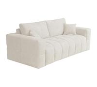 Canapé 4 places convertible express en tissu bouclette beige - Couchage 160 cm - Matelas 13 cm ISSORO