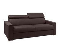 Vente-unique - Canapé 4 Places Convertible Express en Tissu Marron avec Assise mémoire de Forme - Couchage Lattes Larges 160 cm - Matelas 22 cm mémoire de Forme