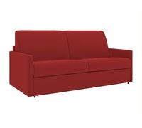 Vente-unique - Canapé 4 Places Convertible Express en Tissu Rouge avec Assise mémoire de Forme - Couchage à Lattes Larges 160 cm - Matelas 18 cm CALIFE