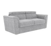 Vente-unique - Canapé 4 Places Convertible Express en Tissu texturé Gris Clair - Couchage 160 cm - Matelas 22 cm avec mémoire de Forme - RIZORA