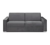 Vente-unique - Canapé 4 Places Convertible Express en Velours Anthracite - Couchage 160 cm - Matelas 14 cm avec mémoire de Forme CALITO