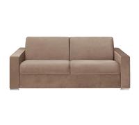 Vente-unique - Canapé 4 Places Convertible Express en Velours Beige - Couchage 160 cm - Matelas 18 cm avec mémoire de Forme CALITO