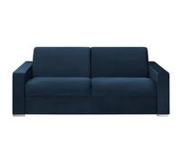 Vente-unique - Canapé 4 Places Convertible Express en Velours Bleu Nuit - Couchage Lattes Larges 160 cm - Matelas 22 cm avec mémoire de Forme CALITO