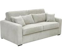 Canapé 4 places convertible express en velours côtelé beige - Couchage 160 cm - Matelas 16 cm - MONDOVI