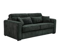 Canapé 4 places convertible express en velours côtelé vert - Couchage 160 cm - Matelas 16 cm - MONDOVI