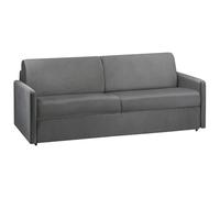 Vente-unique - Canapé 4 Places Convertible Express en Velours Gris Anthracite avec Assise mémoire de Forme - Couchage 160 cm - Matelas 18 cm CALIFE