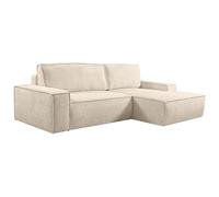 Canapé d'angle convertible en tissu bouclette beige AMELIA - Angle droit