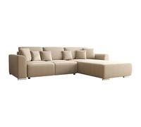 Vente-unique - Canapé d'angle Convertible et réversible en Tissu Beige MELTANA