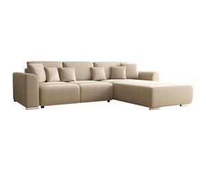 Vente-unique - Canapé d'angle Convertible et réversible en Tissu Beige MELTANA