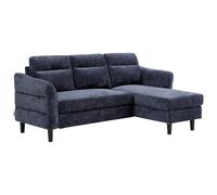 Vente-unique - Canapé d'angle Convertible et réversible en Tissu texturé Bleu Nuit VANERSI