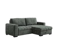 Vente-unique - Canapé d'angle Convertible et réversible en Tissu texturé Vert KONOTI