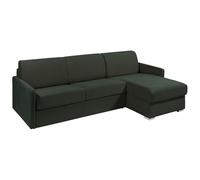 Vente-unique - Canapé d'angle Convertible Express et réversible en Tissu Vert Sapin - Couchage 160 cm - Matelas 14 cm - CALIFE