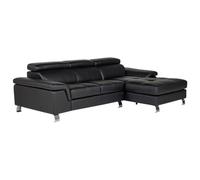 Vente-unique - Canapé d'angle Cuir Mishima - Noir - Angle Droit