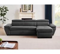 Canapé d'angle convertible en cuir JONOVA - Anthracite - Angle droit