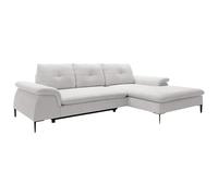 Vente-unique - Canapé d'angle Droit Convertible en Tissu Bouclette Blanc JOLESA