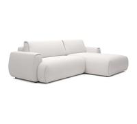 Vente-unique - Canapé d'angle Droit Convertible en Tissu Chenille Blanc Ivoire MONELIA