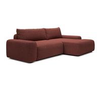 Vente-unique - Canapé d'angle Droit Convertible en Tissu Chenille Bordeaux DAVISO