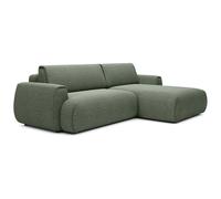 Vente-unique - Canapé d'angle Droit Convertible en Tissu Chenille Vert Sapin MONELIA