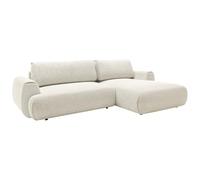 Canapé d'angle droit convertible en tissu chiné beige MONELIA