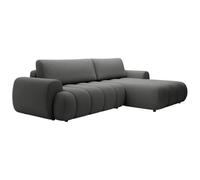 Vente-unique - Canapé d'angle Droit Convertible en Tissu Gris FRIDORA