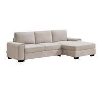 Vente-unique - Canapé d'angle Droit Convertible en Tissu texturé Beige EMBAPO