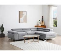 Vente-unique - Canapé d'angle Droit Convertible en Tissu texturé Gris NURAZIO
