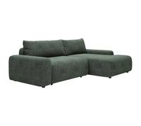 Vente-unique - Canapé d'angle Droit Convertible en Tissu texturé Vert Sapin DAVISO