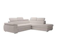 Canapé d'angle droit convertible en velours côtelé beige FABIEN