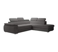 Vente-unique - Canapé d'angle Droit Convertible en Velours côtelé Gris foncé Fabien