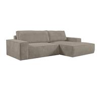Vente-unique - Canapé d'angle Droit Convertible en Velours côtelé Taupe Amelia