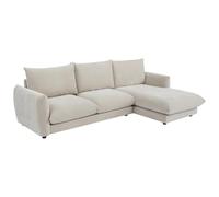 Vente-unique-Canapé d'angle Droit en Tissu Beige RUNILIO