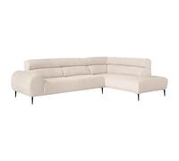 Vente-unique-Canapé d'angle Droit en Tissu Chenille Beige MALIADA