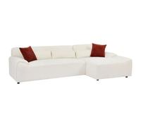Vente-unique - Canapé d'angle Droit en Tissu Chenille Beige OVILIO