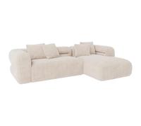 Vente-unique-Canapé d'angle Droit en Tissu texturé Beige TREVALIS