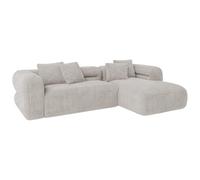 Vente-unique-Canapé d'angle Droit en Tissu texturé Gris Clair TREVALIS