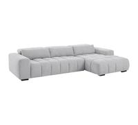 Canapé d'angle droit en tissu texturé gris LOPONZA