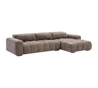 Vente-unique-Canapé d'angle Droit en Tissu texturé Taupe LOPONZA